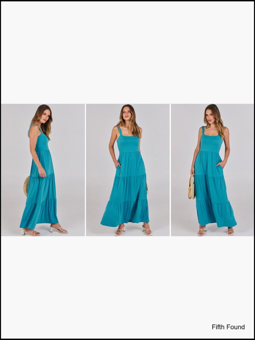 Sleeveless Square Neck Maxi Dress with Pockets Summer Casual Flowy - Picture 4 of 4